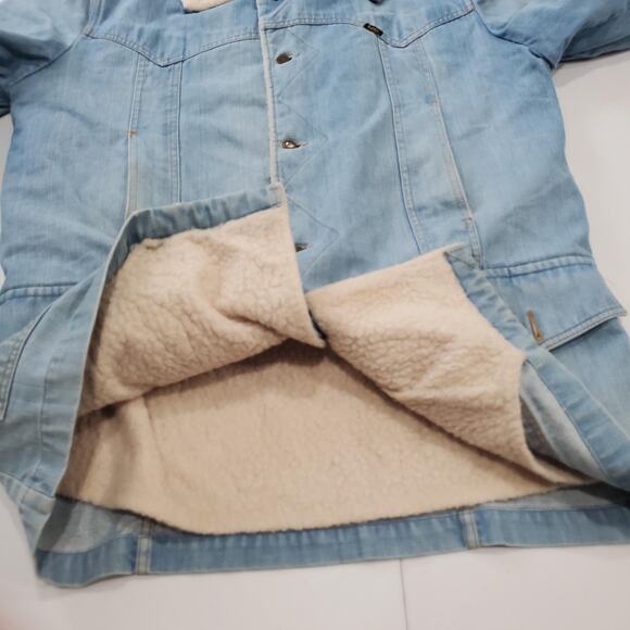 Vintage Lee Storm Rider Jacket Mens Large Sherpa Lined Workwear Thrashed 80s - Picture 11 of 14